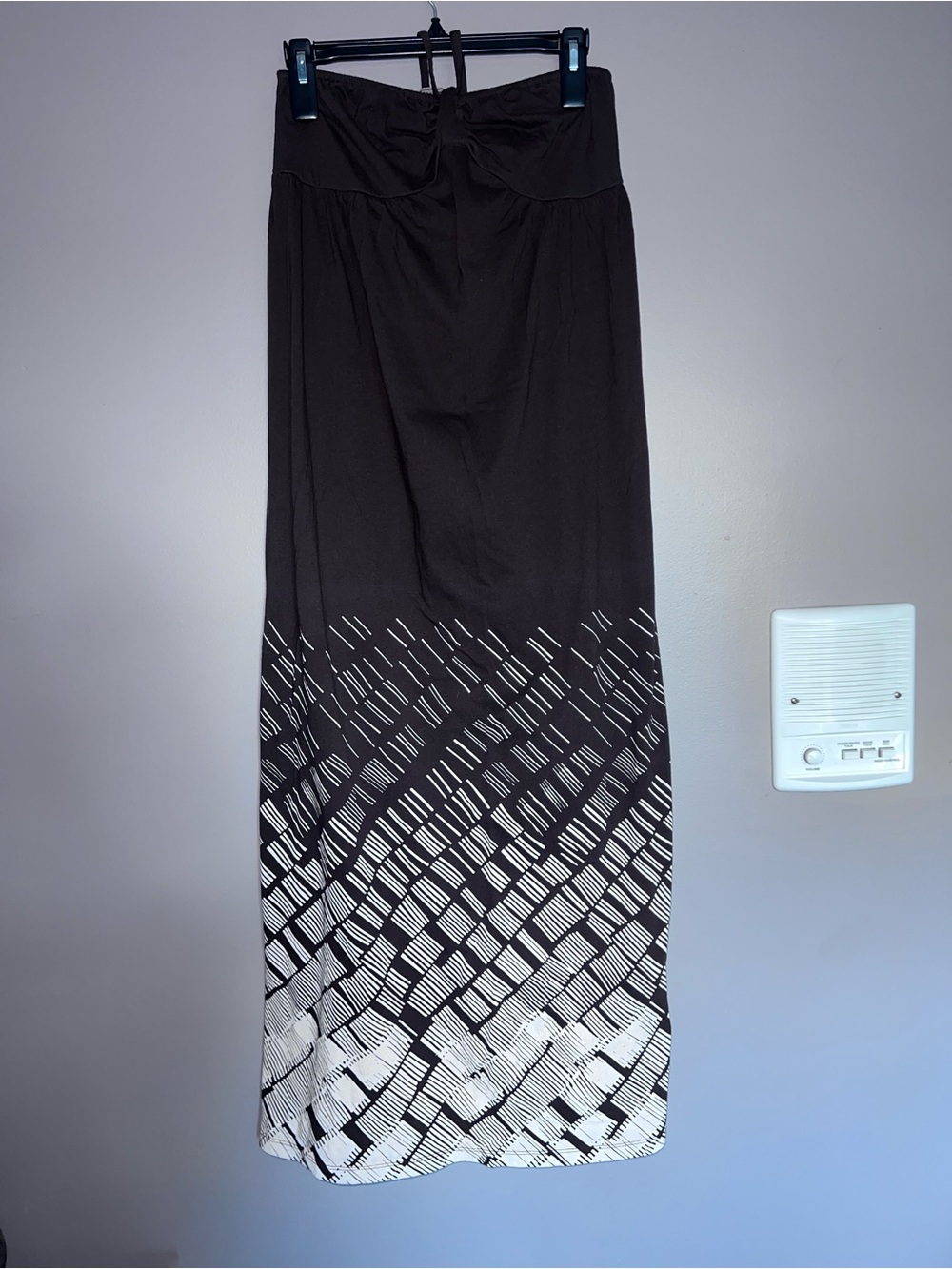 Decree Maxi Skirt with White Geometric Hem